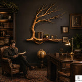 PREAUREUM Handcrafted Tree Branch Floating Wood Wall Shelf (C03)