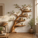 Solid Wood Tree Branch Bookcase with Organic Curved Profile