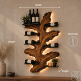 Rustic Solid Wood Tree Wine Rack with Tree Trunk Silhouette