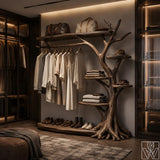 Rustic Coat Rack with Integrated Shoe Shelf Structure