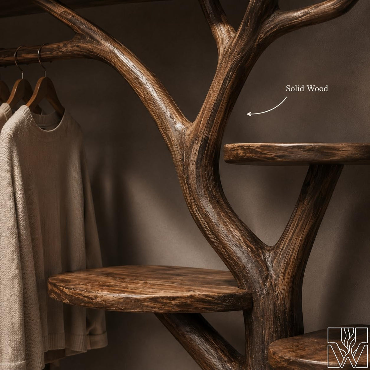 Rustic Coat Rack with Integrated Shoe Shelf Structure