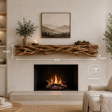 Rustic Solid Wood Fireplace Mantel Shelf with Woven Branch Motif