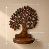 Carved Tree of Life Canopy Solid Wood Floating Wall Display Shelf