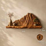 Solid Wood Mountain Sculpture Floating Shelf With Wavy Ledge Contour