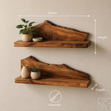 Rustic Live Edge Solid Wood Shelf Horizontal Shelf Platform
