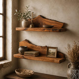Rustic Live Edge Solid Wood Shelf Horizontal Shelf Platform
