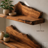 Rustic Live Edge Solid Wood Shelf Horizontal Shelf Platform