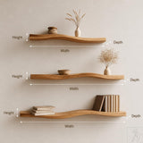 Handmade Wavy Floating Suar Wood Shelf with Undulating Wave Profile