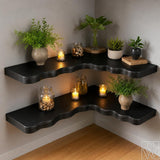 Live Edge Solid Wood Floating Shelf with Organic Curved Front Edge