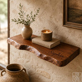 Handcrafted Live Edge Solid Wood Floating Wall Shelf