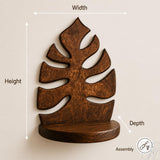 Monstera Leaf Solid Wood Floating Wall Shelf for Botanical Decor