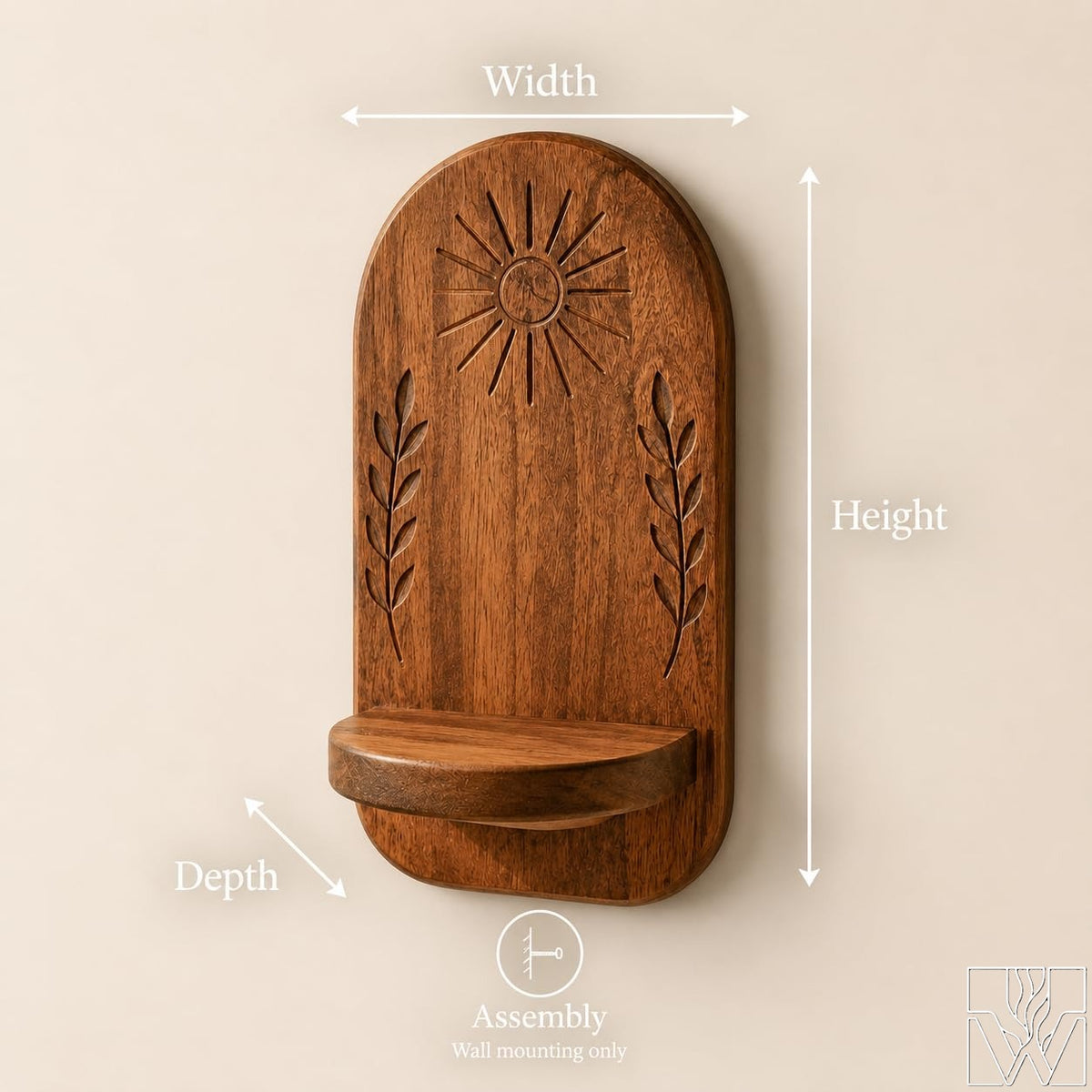 Handmade Option 3 Floating Plant Shelf with curved outline profile