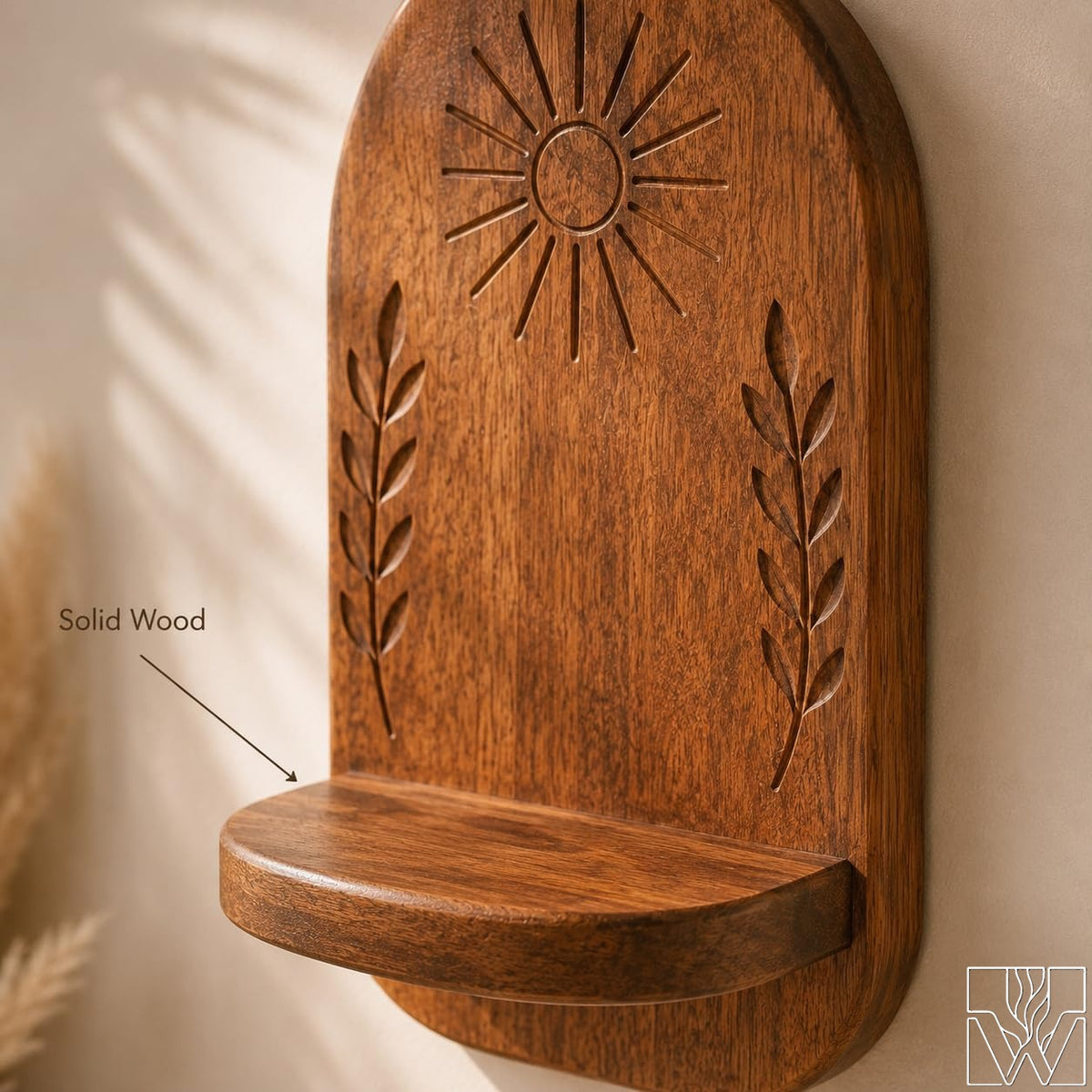 Handmade Option 3 Floating Plant Shelf with curved outline profile
