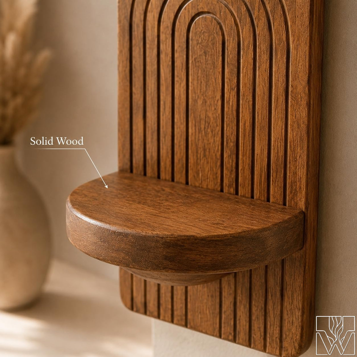 Solid Wood Floating Plant Shelf Option 4 Open Floating Ledge Design