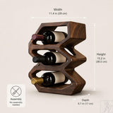 3-Tier Wooden Countertop Wine Rack with Flowing Wave Profile