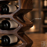 3-Tier Wooden Countertop Wine Rack with Flowing Wave Profile