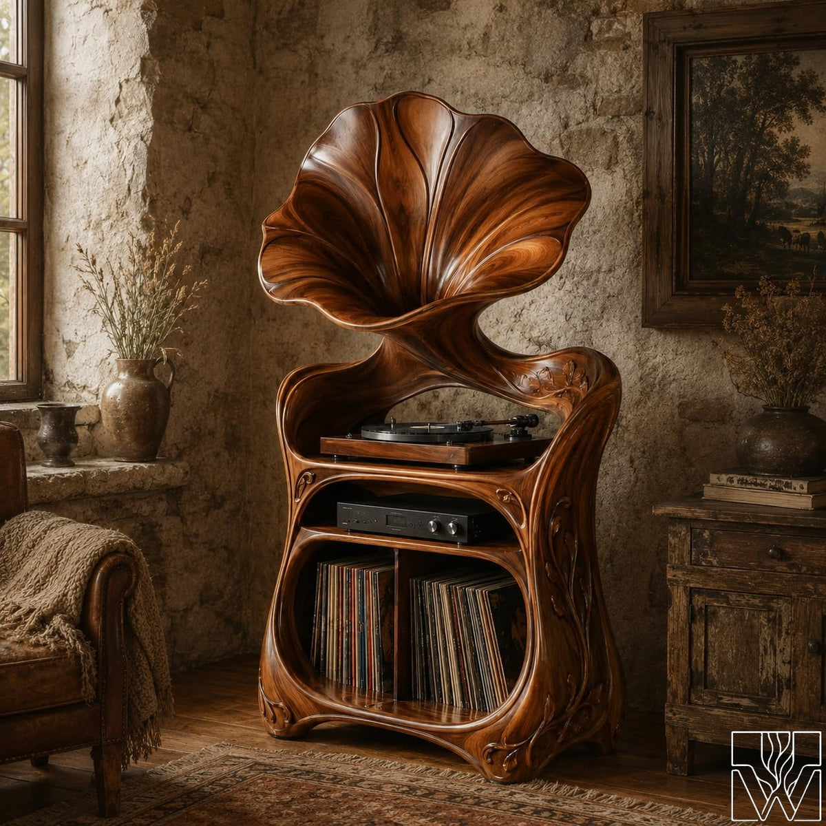 Solid Wood Vinyl Cabinet with Flared Upper Profile - Option 4