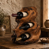 Rustic Wooden 3-Tier Countertop Wine Rack with Curved Tier Design