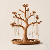 Walnut Jewelry Tree Organizer Stand with Rounded Tray Base