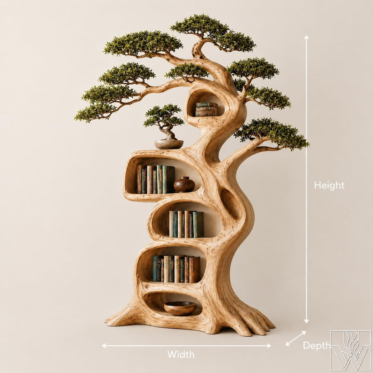 Nature Inspired Tree Bookshelf with Asymmetrical Branching Frame