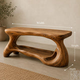 Rustic Solid Wood Shoe Bench Rack with Curved Side Support Legs