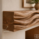 Solid Wood Rustic Fireplace Mantel Shelf with Textured Front Panel