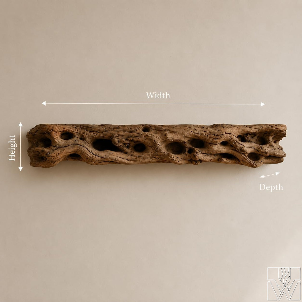 Rustic Fireplace Mantel Shelf With Branch-Inspired Relief Pattern