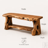 Solid Wood Entryway Shoe Bench Rack with Lower Storage Shelf