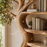 Rustic Solid Wood Tree Bookshelf with Branching Silhouette