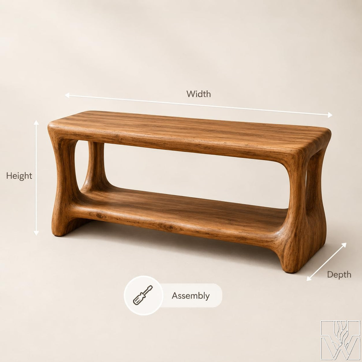 Solid Wood Rustic Entryway Shoe Bench with Lower Storage Shelf Tier