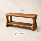 Solid Wood Rustic Entryway Shoe Bench with Lower Storage Shelf Tier