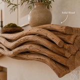 Rustic Solid Wood Fireplace Mantel Shelf with Flat Display Surface