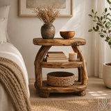 Rustic Modern Solid Wood Nightstand with Sculptural Silhouette