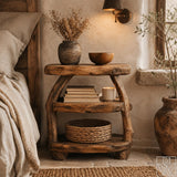 Rustic Modern Solid Wood Nightstand with Sculptural Silhouette