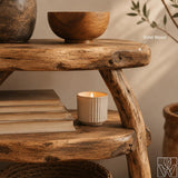 Rustic Modern Solid Wood Nightstand with Sculptural Silhouette