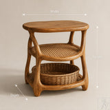 Rustic Solid Wood 3-Shelf Nightstand with rounded shelf edges
