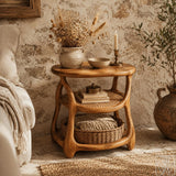 Rustic Solid Wood 3-Shelf Nightstand with rounded shelf edges