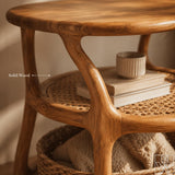 Rustic Solid Wood 3-Shelf Nightstand with rounded shelf edges