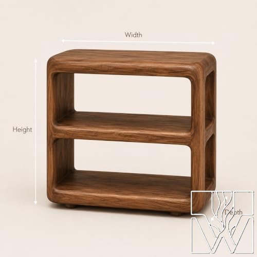 Solid Wood Nightstand Bedside Table with three-tier open shelving