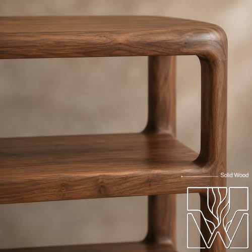 Solid Wood Nightstand Bedside Table with three-tier open shelving