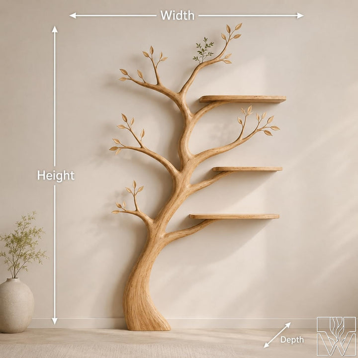 Tree Branch Silhouette Solid Wood Live Edge Bookcase