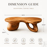Handcrafted Solid Wood Accent Table with Sculptural Accent Design