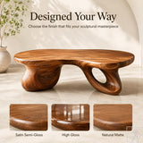 Handcrafted Solid Wood Accent Table with Sculptural Accent Design