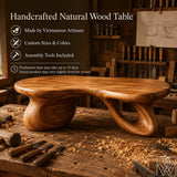 Handcrafted Solid Wood Accent Table with Sculptural Accent Design