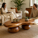 Handcrafted Solid Wood Accent Table with Sculptural Profile