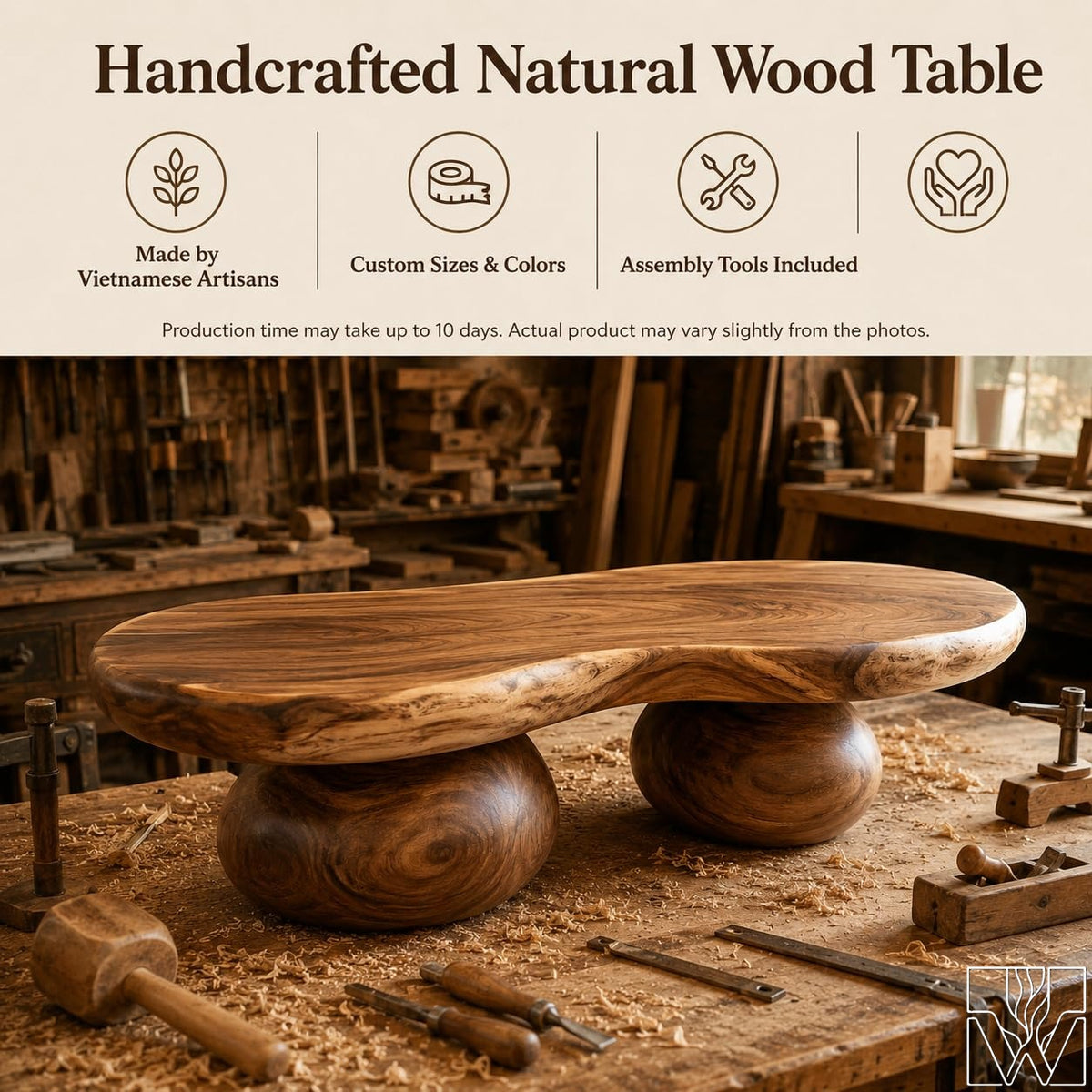 Handcrafted Solid Wood Accent Table with Sculptural Profile