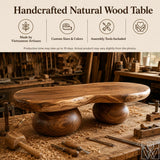 Handcrafted Solid Wood Accent Table with Sculptural Profile