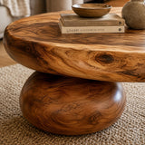 Handcrafted Solid Wood Accent Table with Sculptural Profile