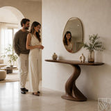Brancusi Twist Curved Wood Console Table, Fluid Ribbon Design