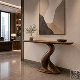 Brancusi Twist Curved Wood Console Table, Fluid Ribbon Design